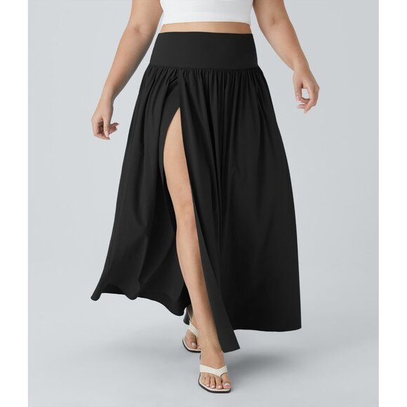 HALARA Breezeful High Waisted 2-in-1 Flowy Quick Dry Maxi Casual black plus 2X - Picture 1 of 13